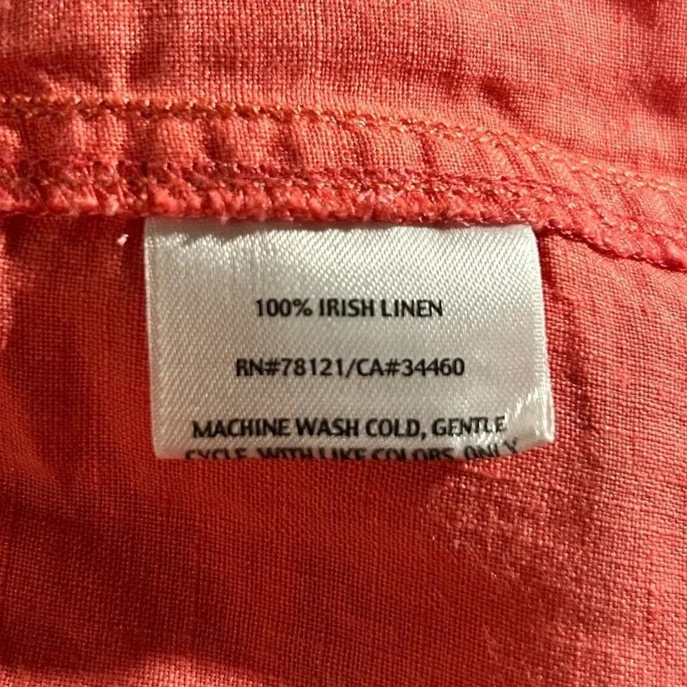 Eileen Fisher Irish Linen Long Sleeve Button Down Jacket with pockets Coral - Picture 7 of 8